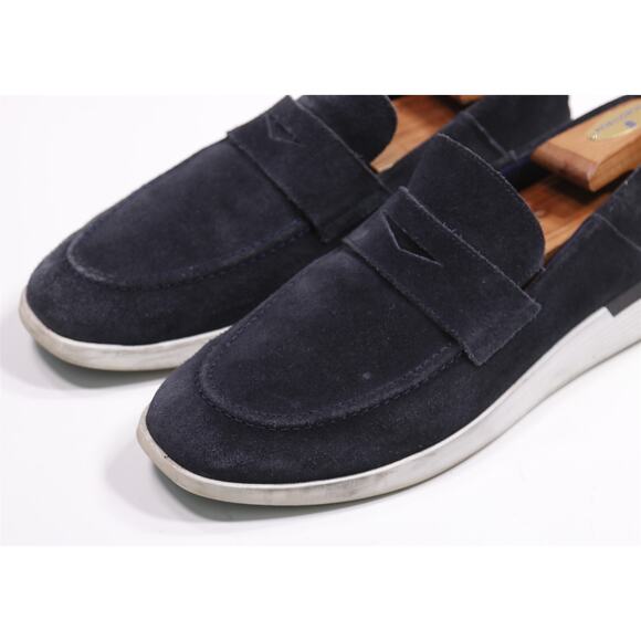 Wolf & Shepherd Navy Blue Suede Crossover Penny Loafers Mens US 12 M - Picture 3 of 11